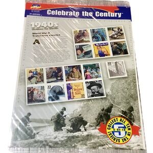 USPS Celebrate the Century 1940s Stamps Unisex OS Multicolor New 15 Sheet